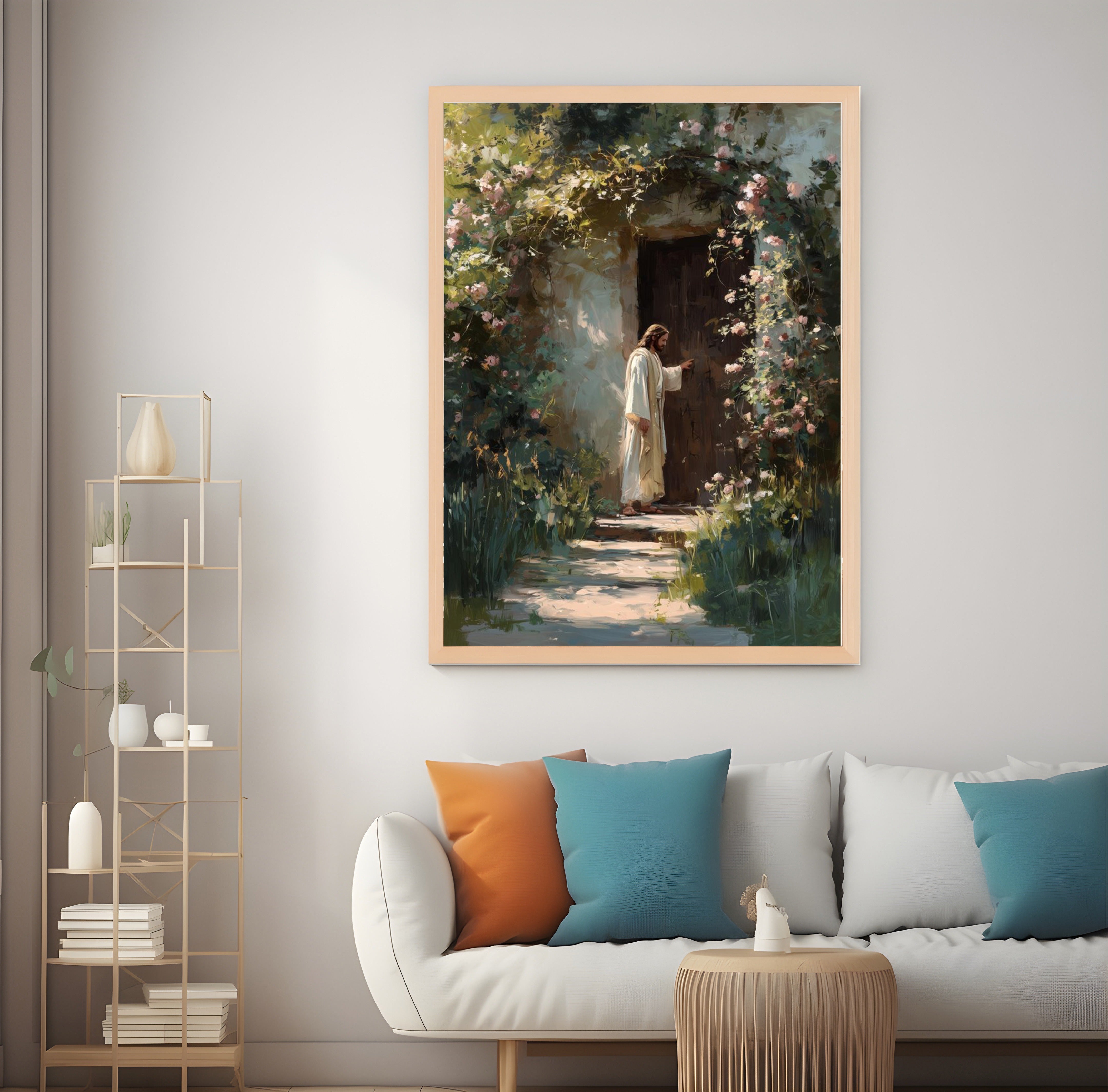 Jesus Knocking at the Door Art Print, Jesus Wall Art, Jesus Printable, Religious Home Decor, Faith Based Art, Christian Art Print, Bible Art